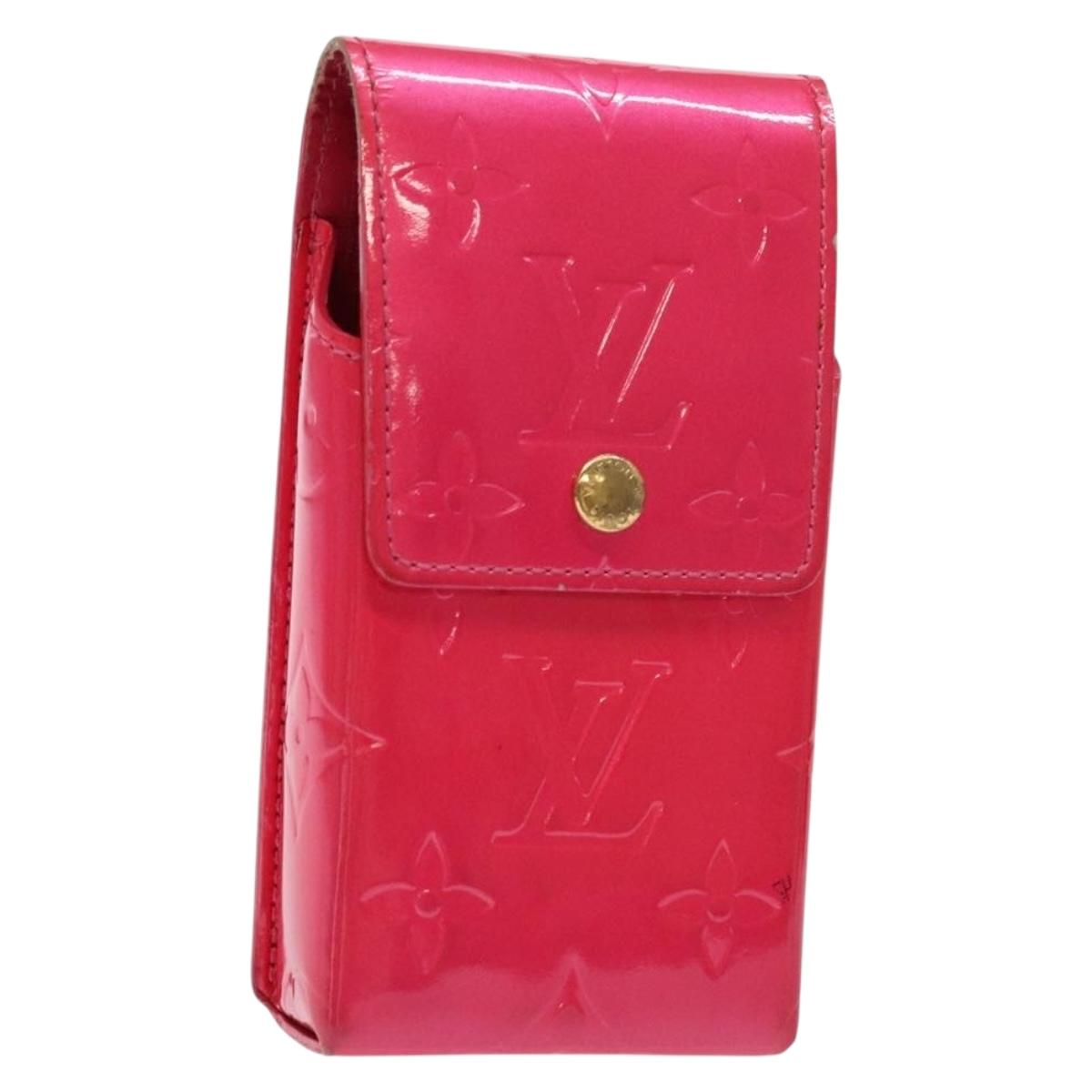 LOUIS VUITTON Monogram Vernis Green Cigarette Case Fuchsia Pink LV Auth 138489