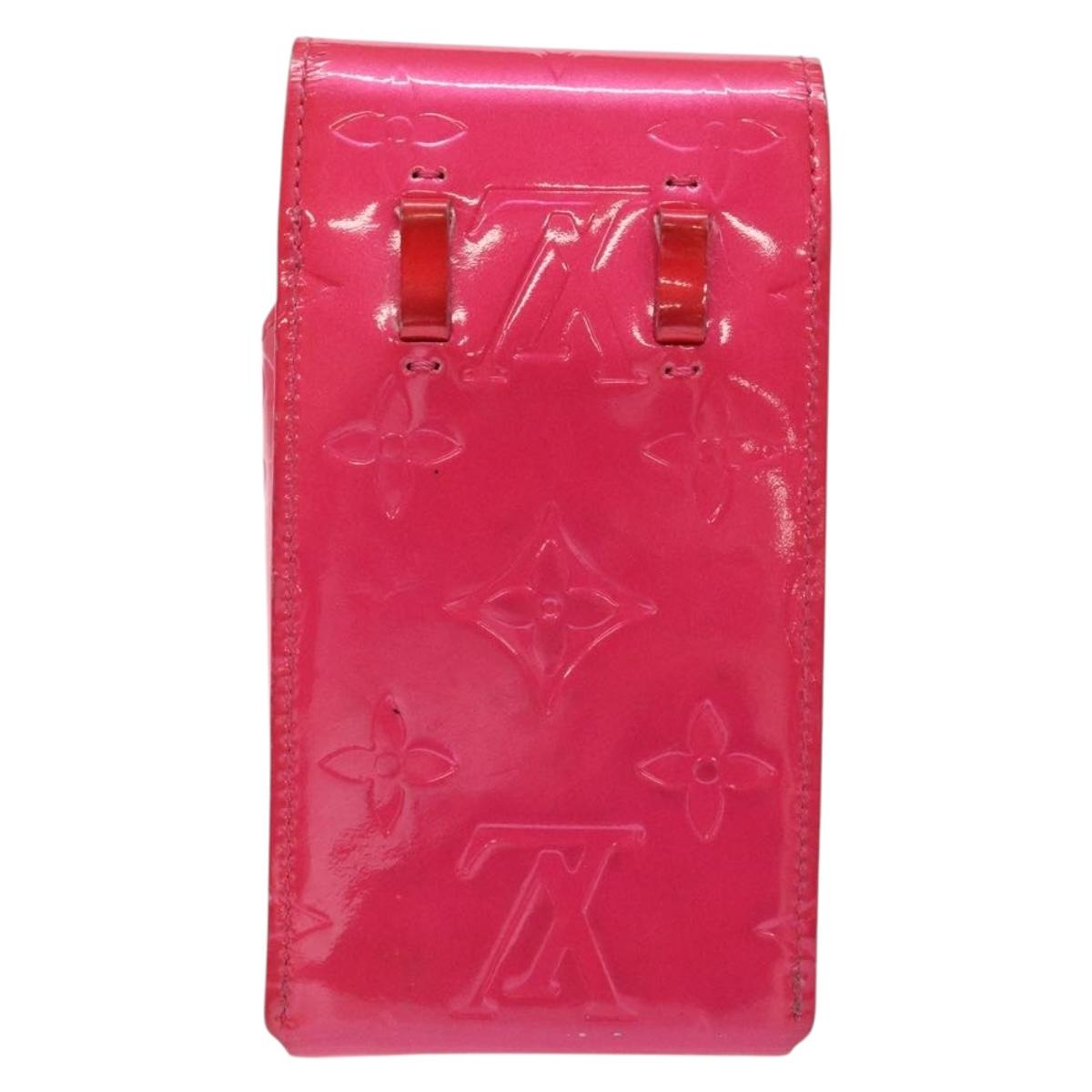 LOUIS VUITTON Monogram Vernis Green Cigarette Case Fuchsia Pink LV Auth 138489