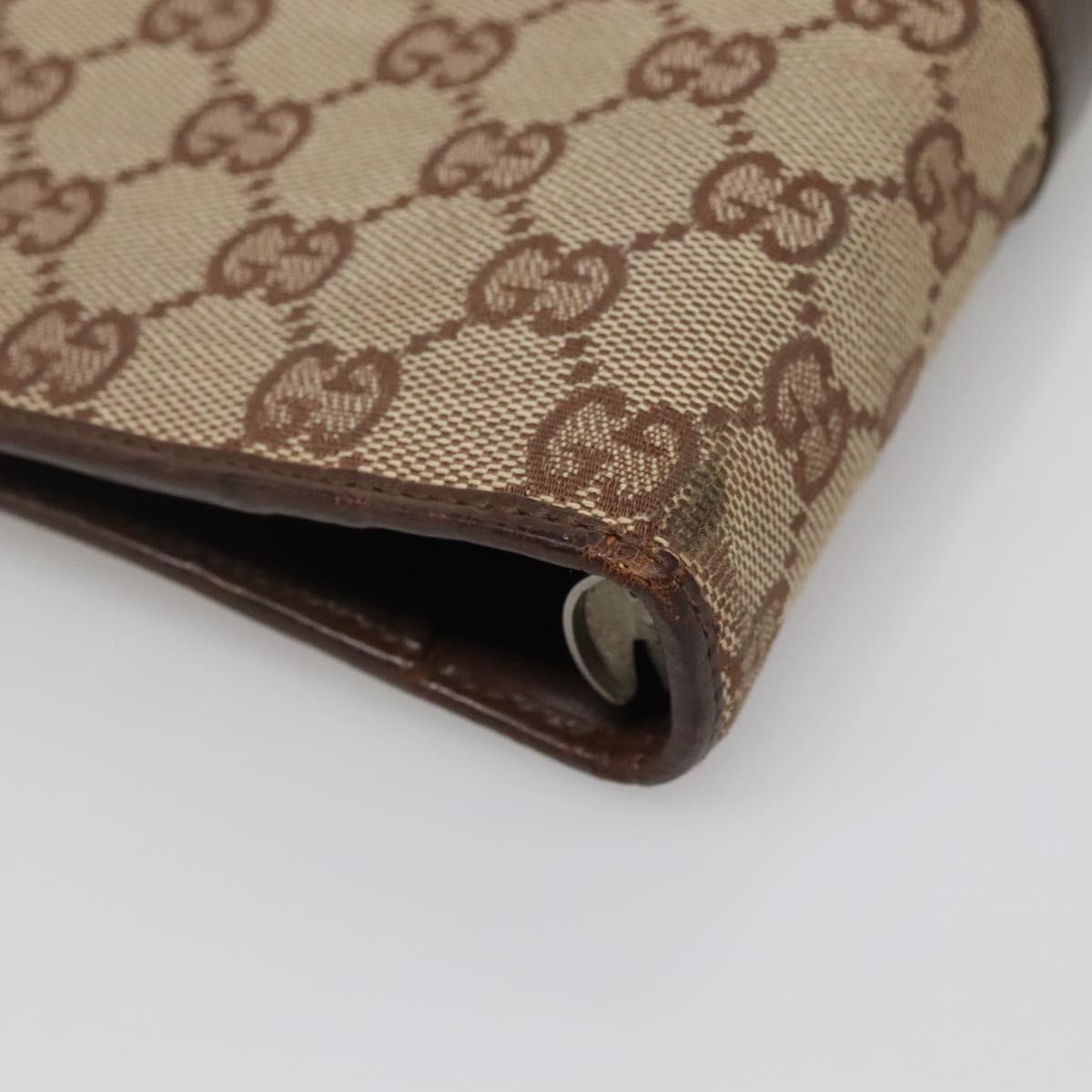 GUCCI GG Canvas Jackie Day Planner Cover Beige Silver 29961 Auth 138492