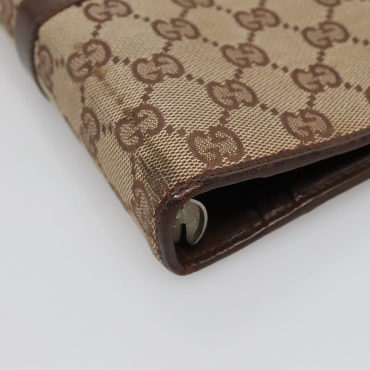 GUCCI GG Canvas Jackie Day Planner Cover Beige Silver 29961 Auth 138492