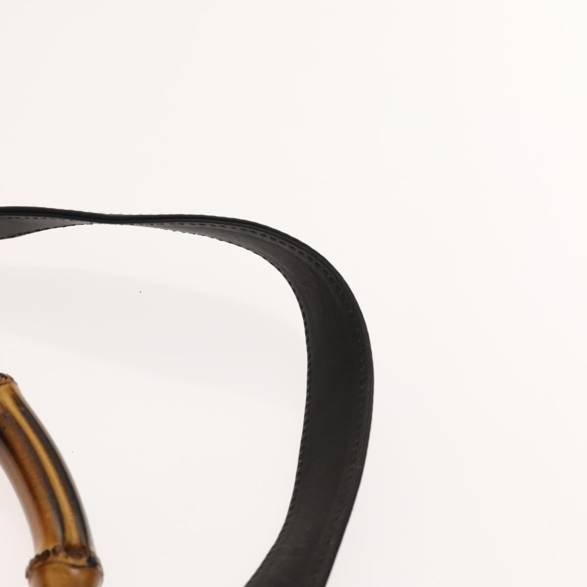 GUCCI Bamboo Shoulder Bag Suede 2way Black Gold 01 1705 1577 Auth 138502