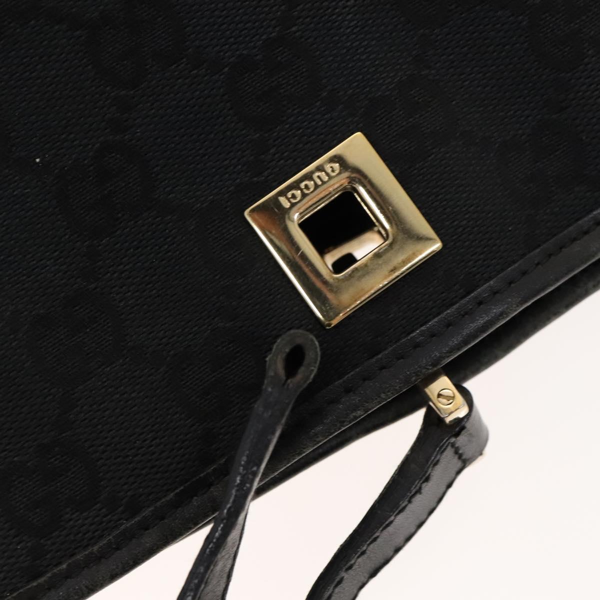 GUCCI GG Canvas Bag Leather 2Set Black Brown Auth 138508