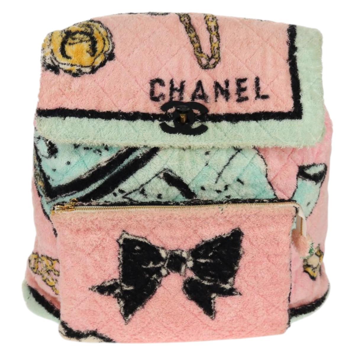 CHANEL Matelasse COCO Mark Backpack pile Pink Gold CC Auth 138517SM