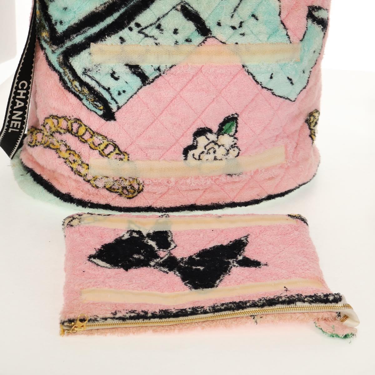 CHANEL Matelasse COCO Mark Backpack pile Pink Gold CC Auth 138517SM