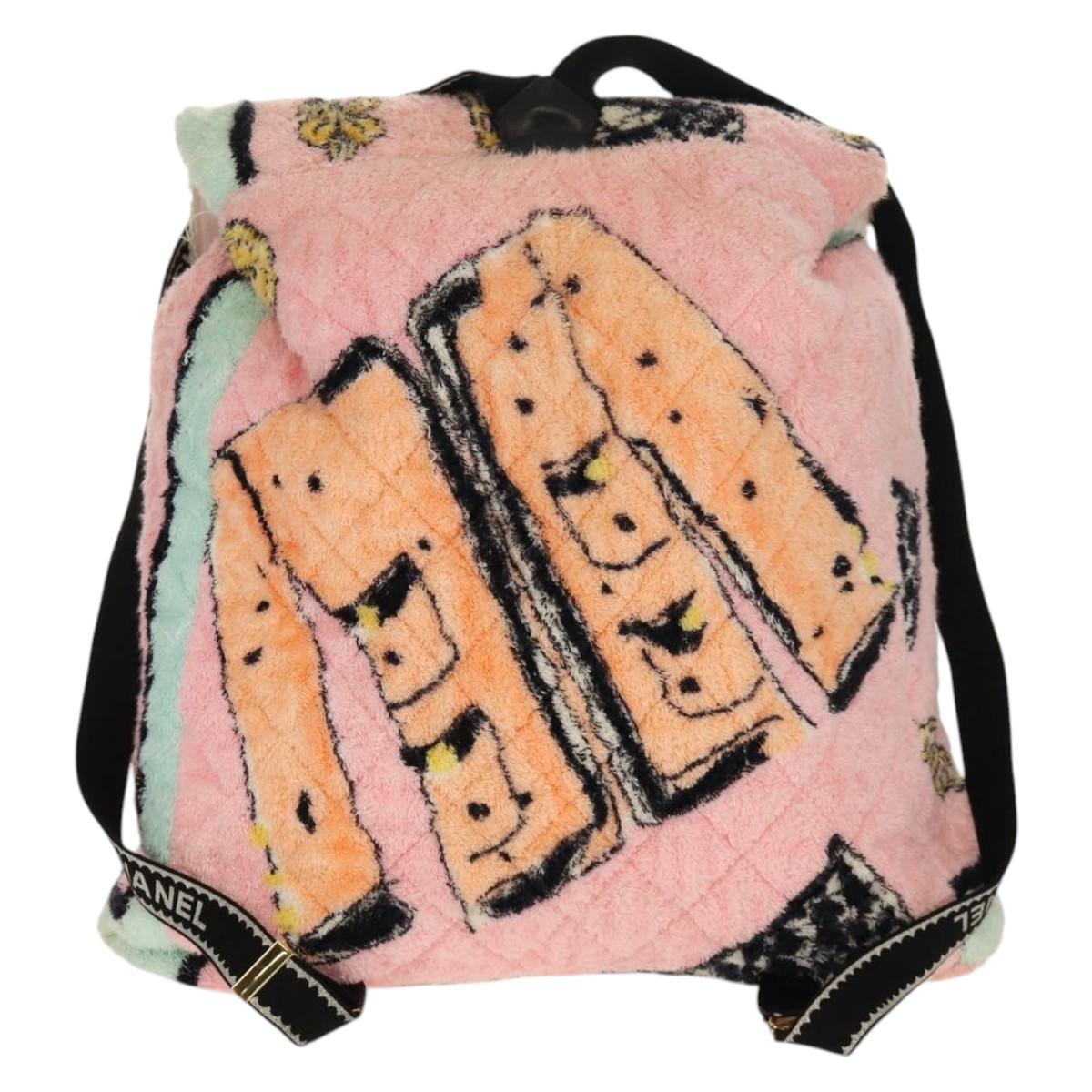 CHANEL Matelasse COCO Mark Backpack pile Pink Gold CC Auth 138517SM
