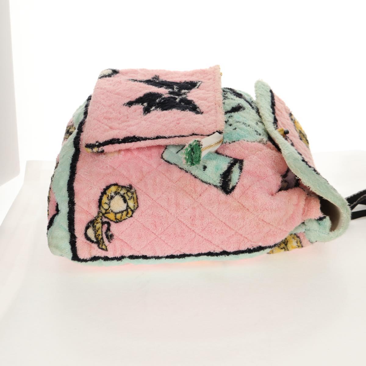 CHANEL Matelasse COCO Mark Backpack pile Pink Gold CC Auth 138517SM
