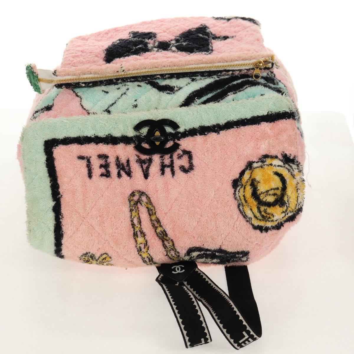 CHANEL Matelasse COCO Mark Backpack pile Pink Gold CC Auth 138517SM