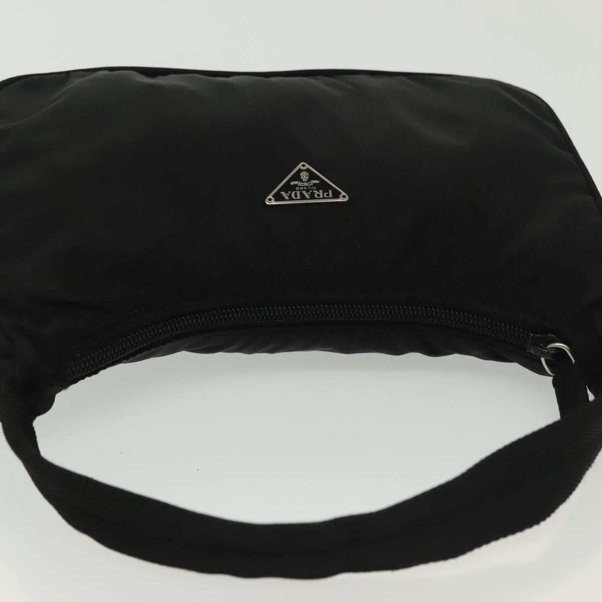PRADA Hand Bag Nylon Black Silver Auth 138533