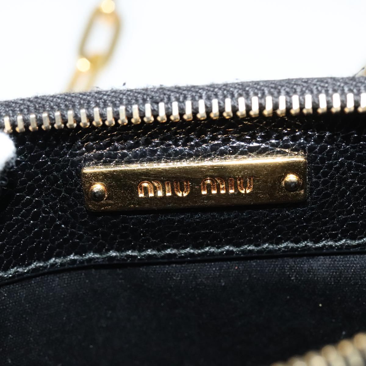Miu Miu Chain Shoulder Bag Leather Beige Gold Auth 138544