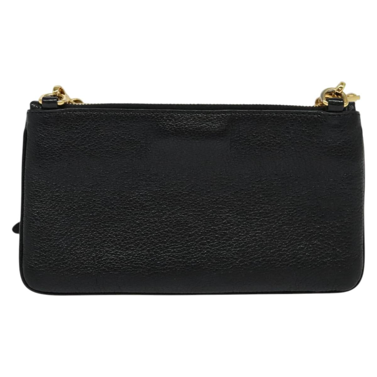 Miu Miu Chain Shoulder Bag Leather Beige Gold Auth 138544