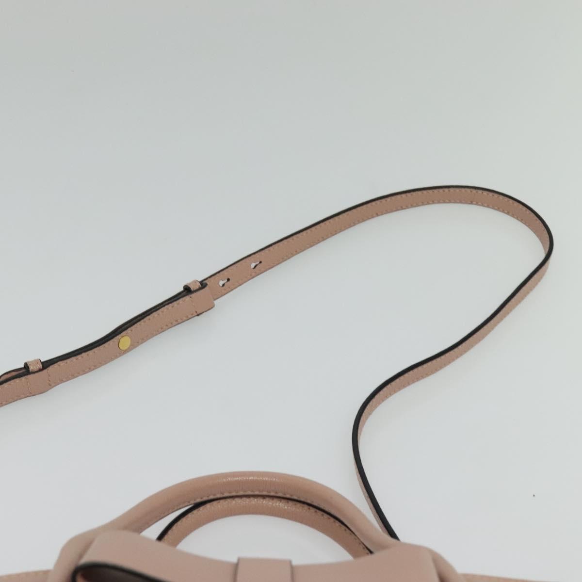 Miu Miu Hand Bag Leather 2way Pink Gold Auth 138548
