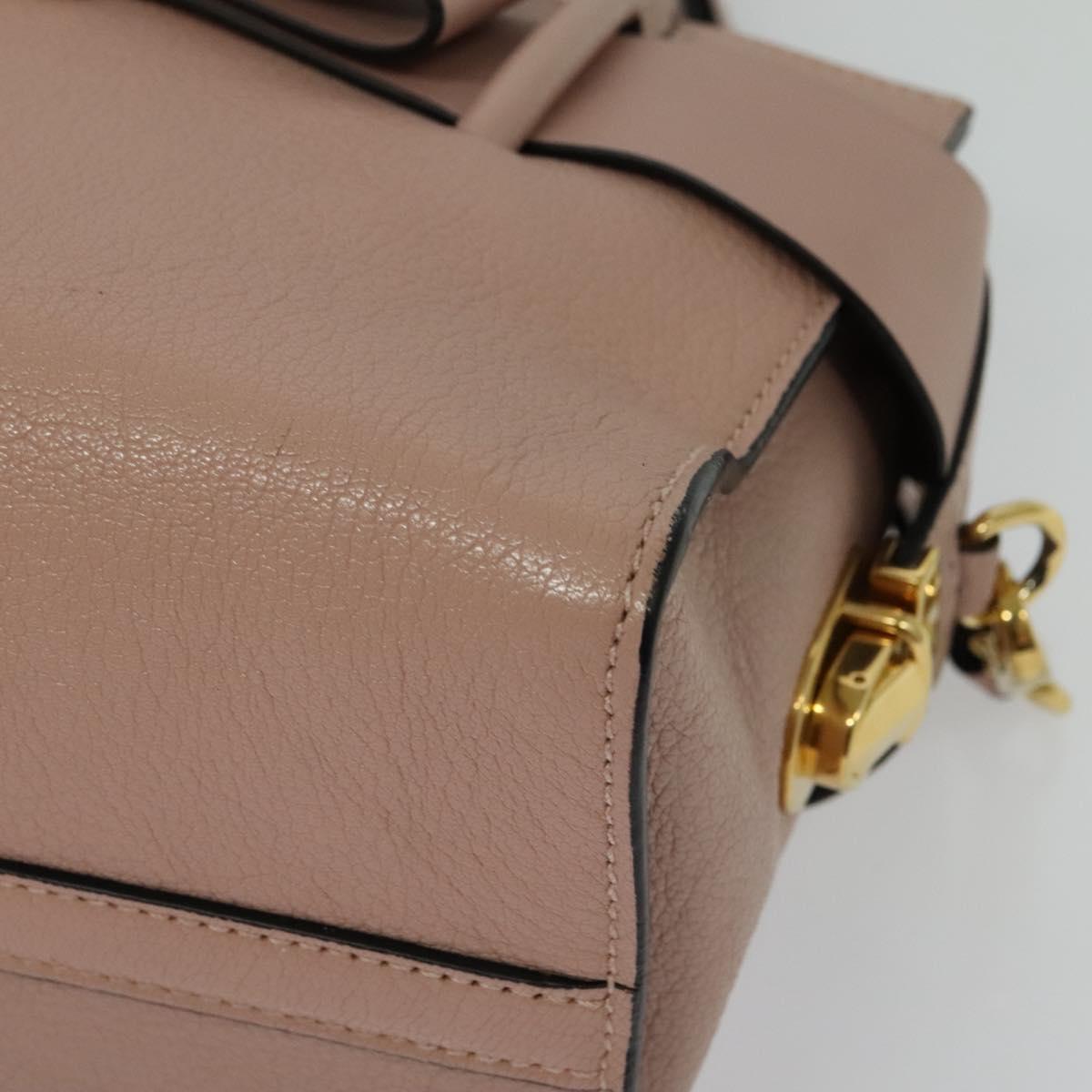 Miu Miu Hand Bag Leather 2way Pink Gold Auth 138548