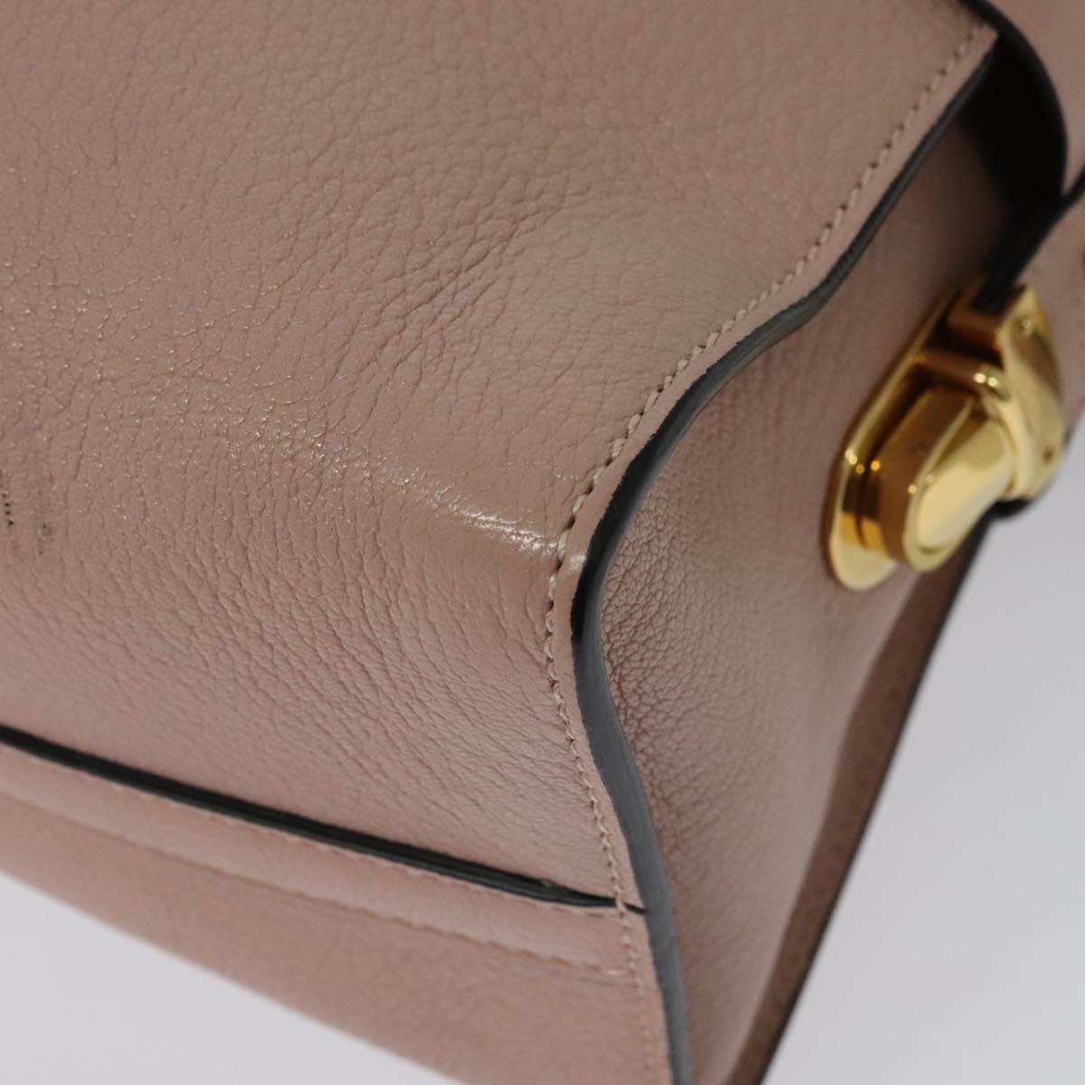 Miu Miu Hand Bag Leather 2way Pink Gold Auth 138548