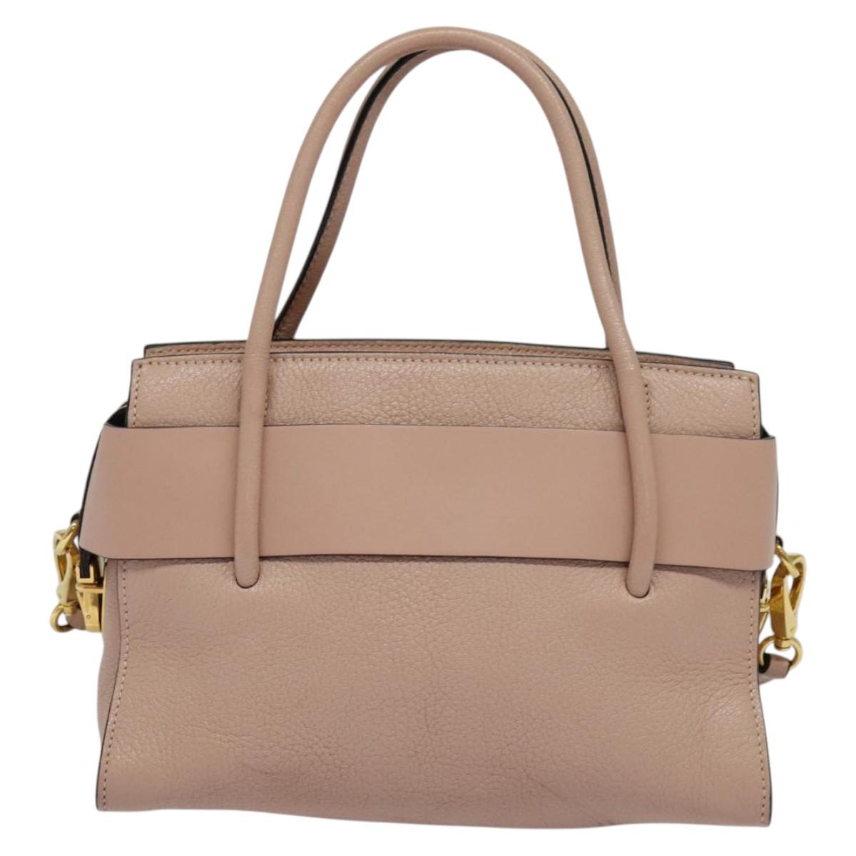 Miu Miu Hand Bag Leather 2way Pink Gold Auth 138548