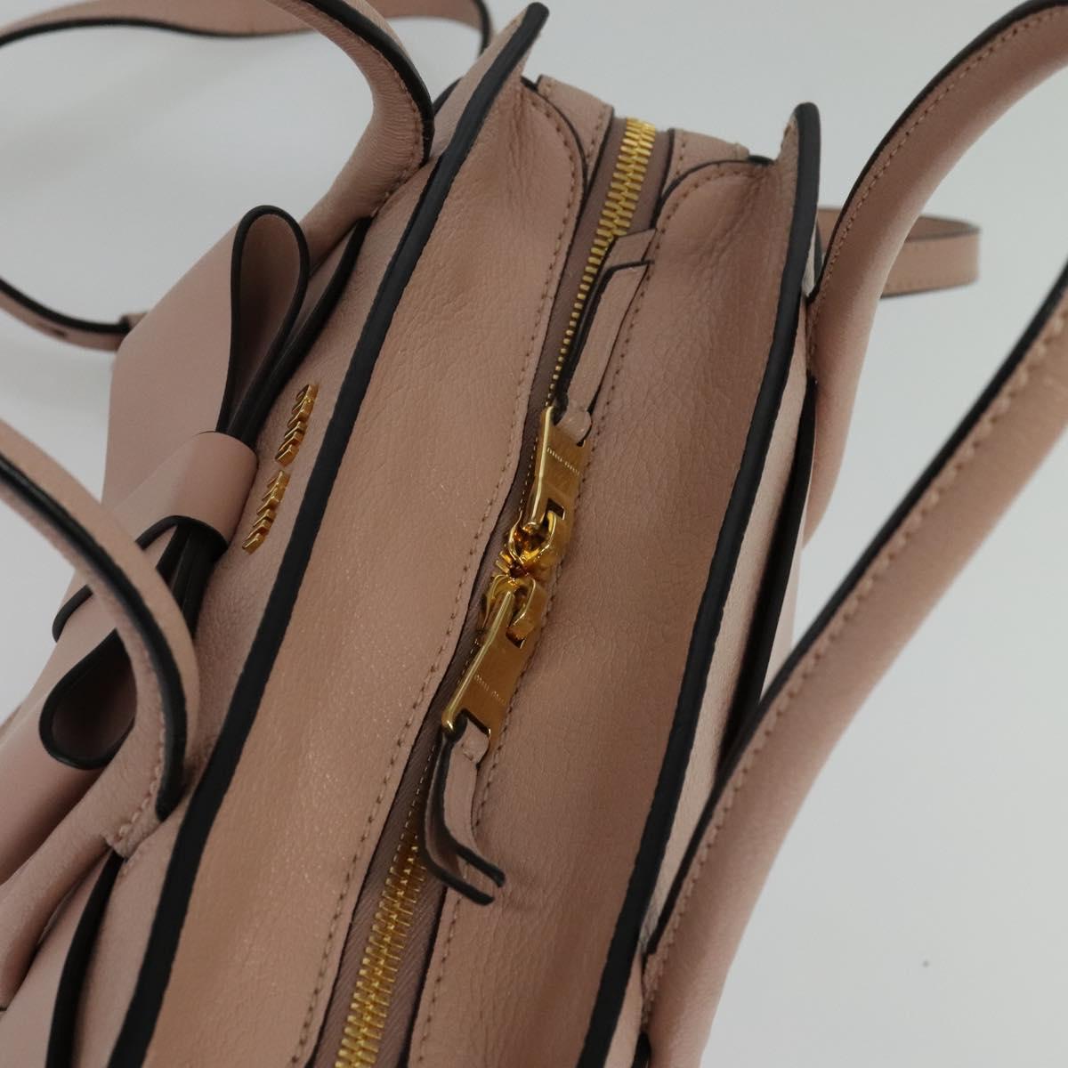 Miu Miu Hand Bag Leather 2way Pink Gold Auth 138548