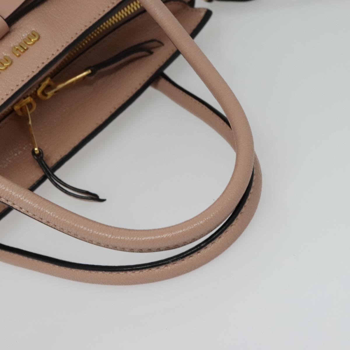Miu Miu Hand Bag Leather 2way Pink Gold Auth 138548