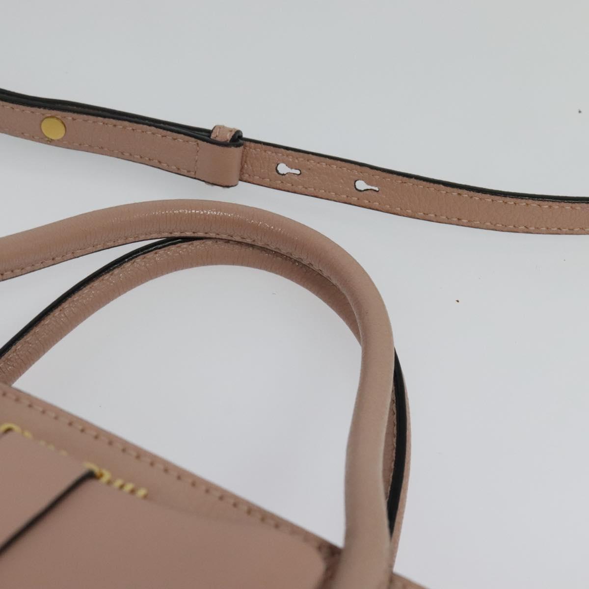 Miu Miu Hand Bag Leather 2way Pink Gold Auth 138548