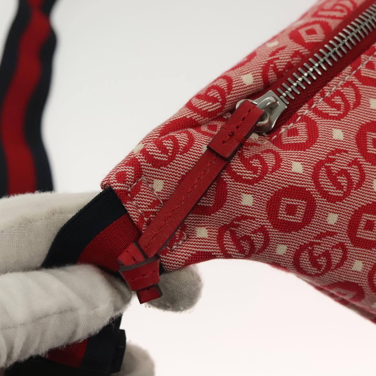 GUCCI Children's Sherry Line Bag Canvas Leather Red Silver 502095 Auth 138551