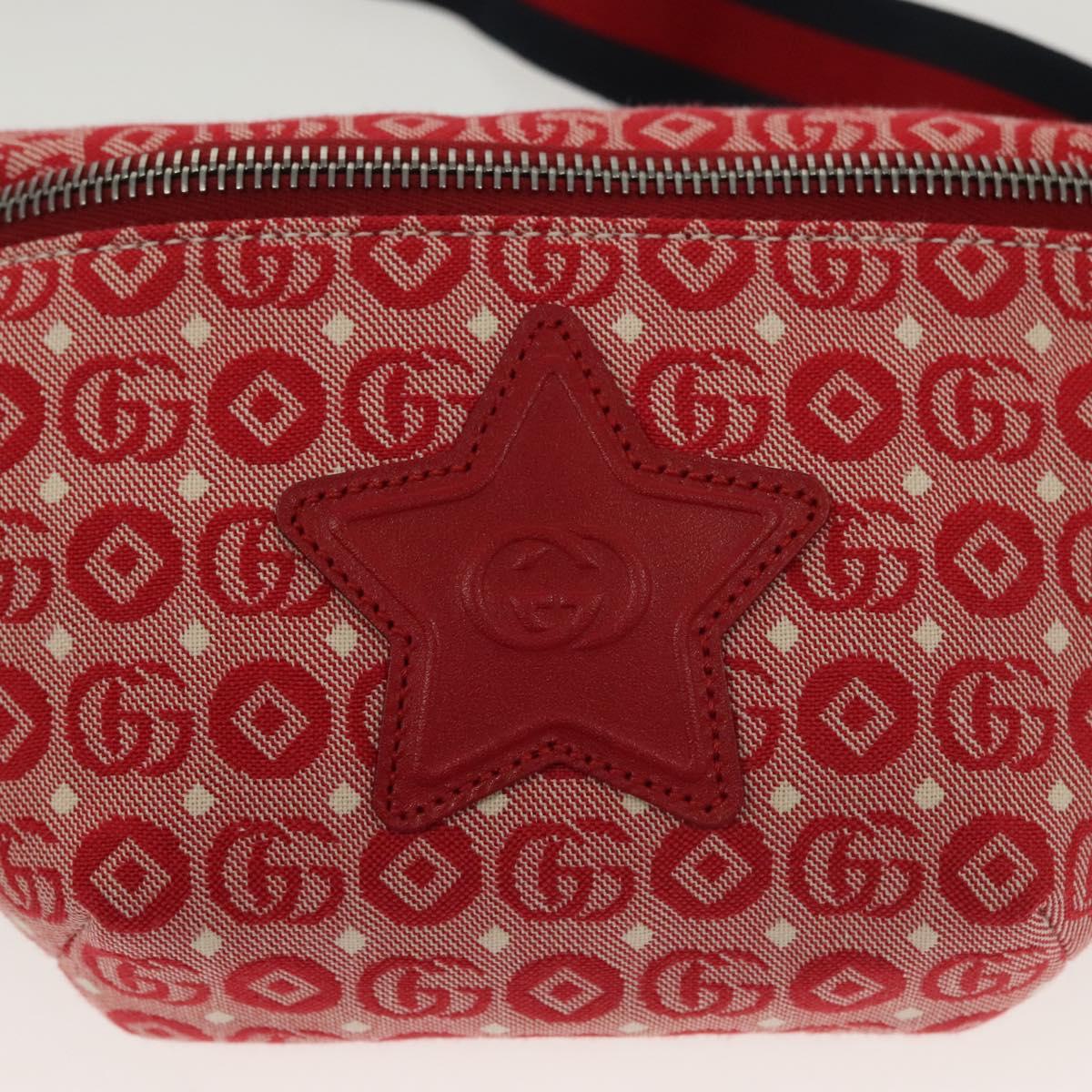 GUCCI Children's Sherry Line Bag Canvas Leather Red Silver 502095 Auth 138551