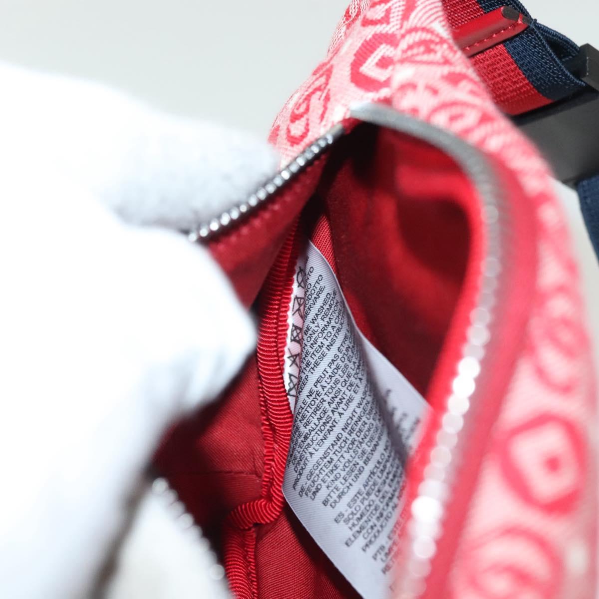 GUCCI Children's Sherry Line Bag Canvas Leather Red Silver 502095 Auth 138551