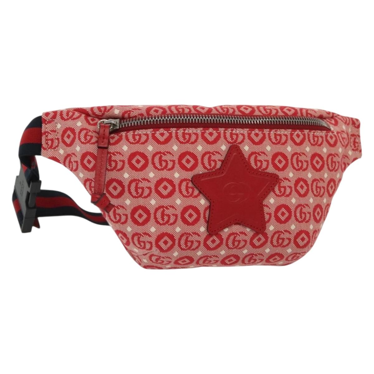 GUCCI Children's Sherry Line Bag Canvas Leather Red Silver 502095 Auth 138551