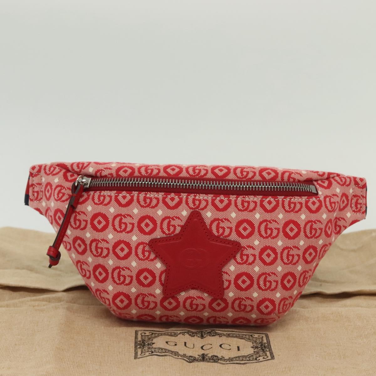 GUCCI Children's Sherry Line Bag Canvas Leather Red Silver 502095 Auth 138551