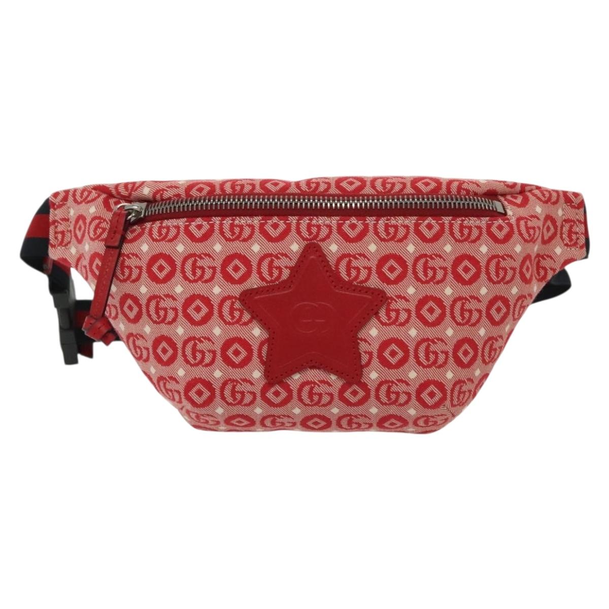 GUCCI Children's Sherry Line Bag Canvas Leather Red Silver 502095 Auth 138551