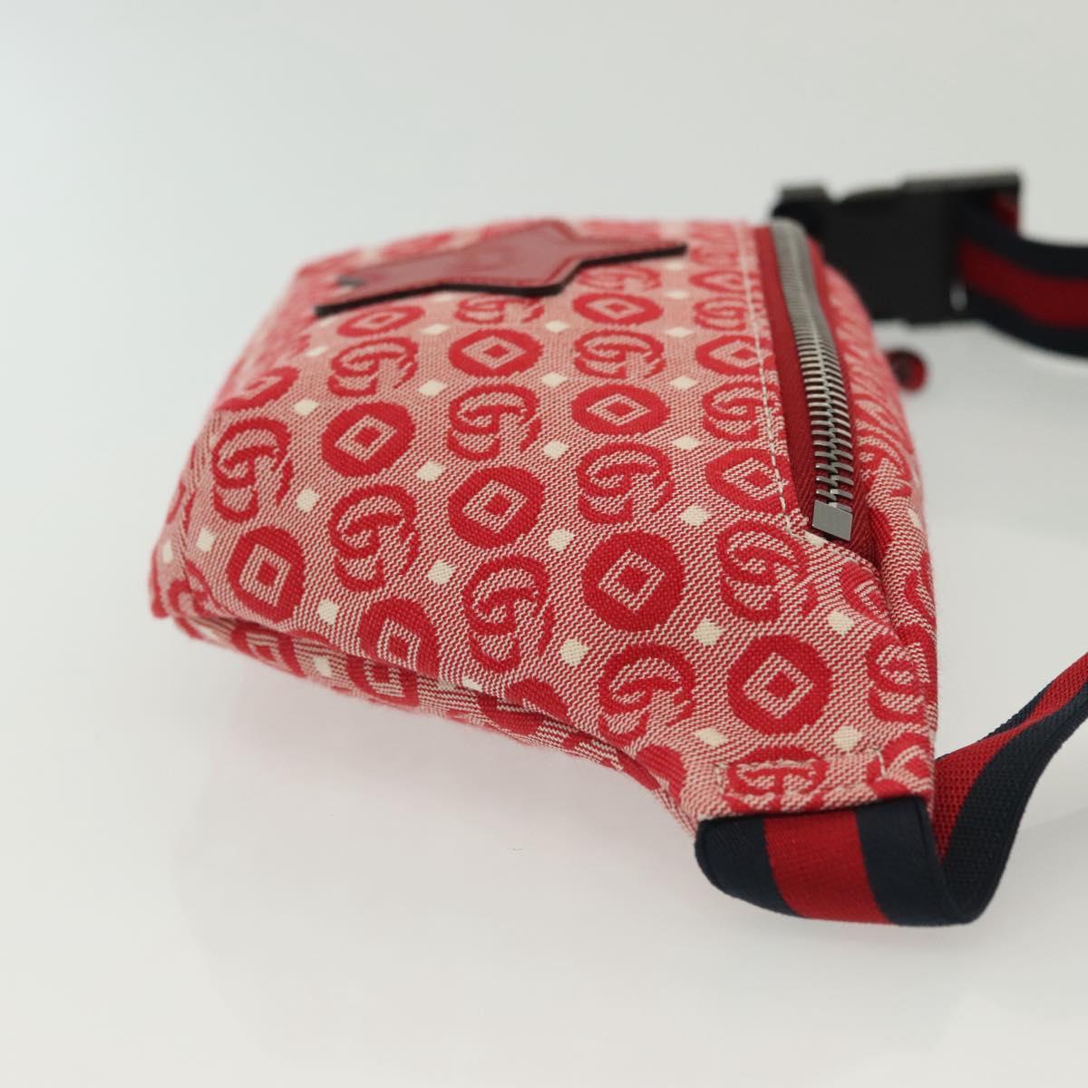 GUCCI Children's Sherry Line Bag Canvas Leather Red Silver 502095 Auth 138551