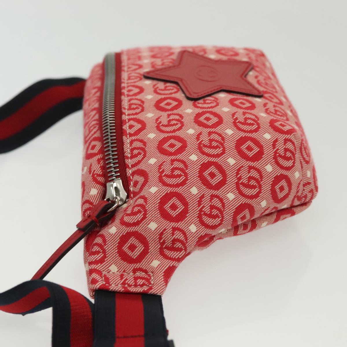 GUCCI Children's Sherry Line Bag Canvas Leather Red Silver 502095 Auth 138551