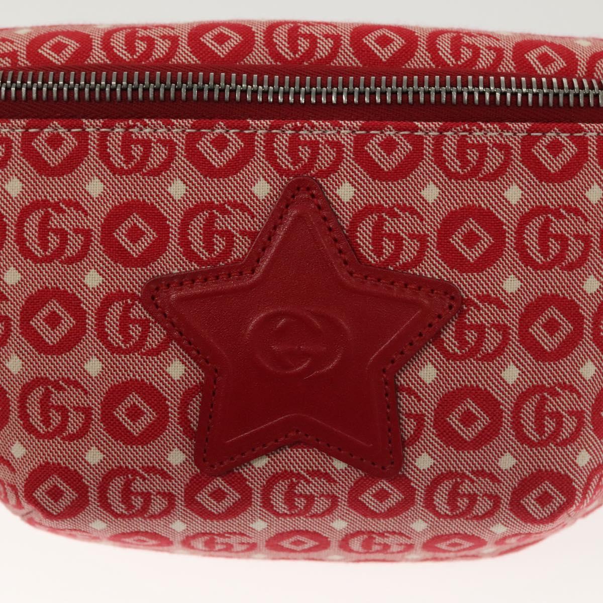 GUCCI Children's Sherry Line Bag Canvas Leather Red Silver 502095 Auth 138552