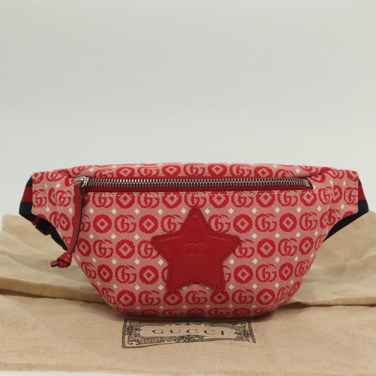 GUCCI Children's Sherry Line Bag Canvas Leather Red Silver 502095 Auth 138552