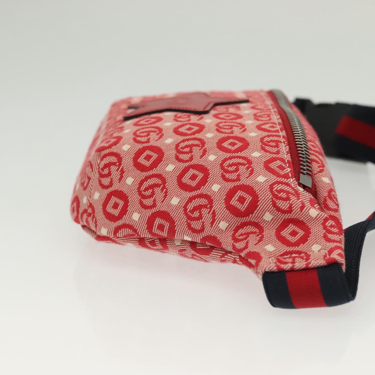 GUCCI Children's Sherry Line Bag Canvas Leather Red Silver 502095 Auth 138552