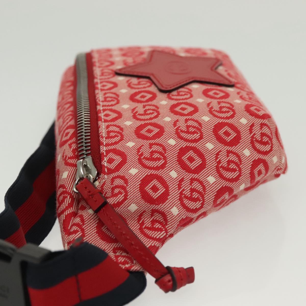 GUCCI Children's Sherry Line Bag Canvas Leather Red Silver 502095 Auth 138552