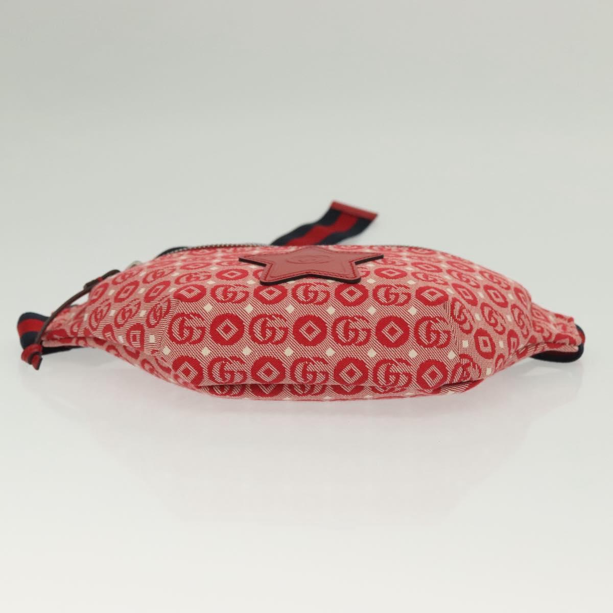 GUCCI Children's Sherry Line Bag Canvas Leather Red Silver 502095 Auth 138552