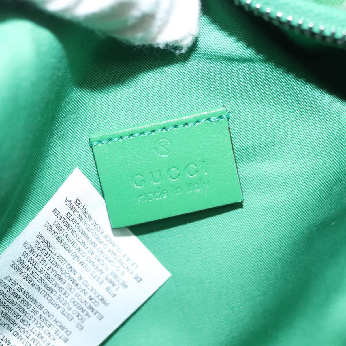 GUCCI Children's Sherry Line Bag Canvas Leather Green Silver 502095 Auth 138553