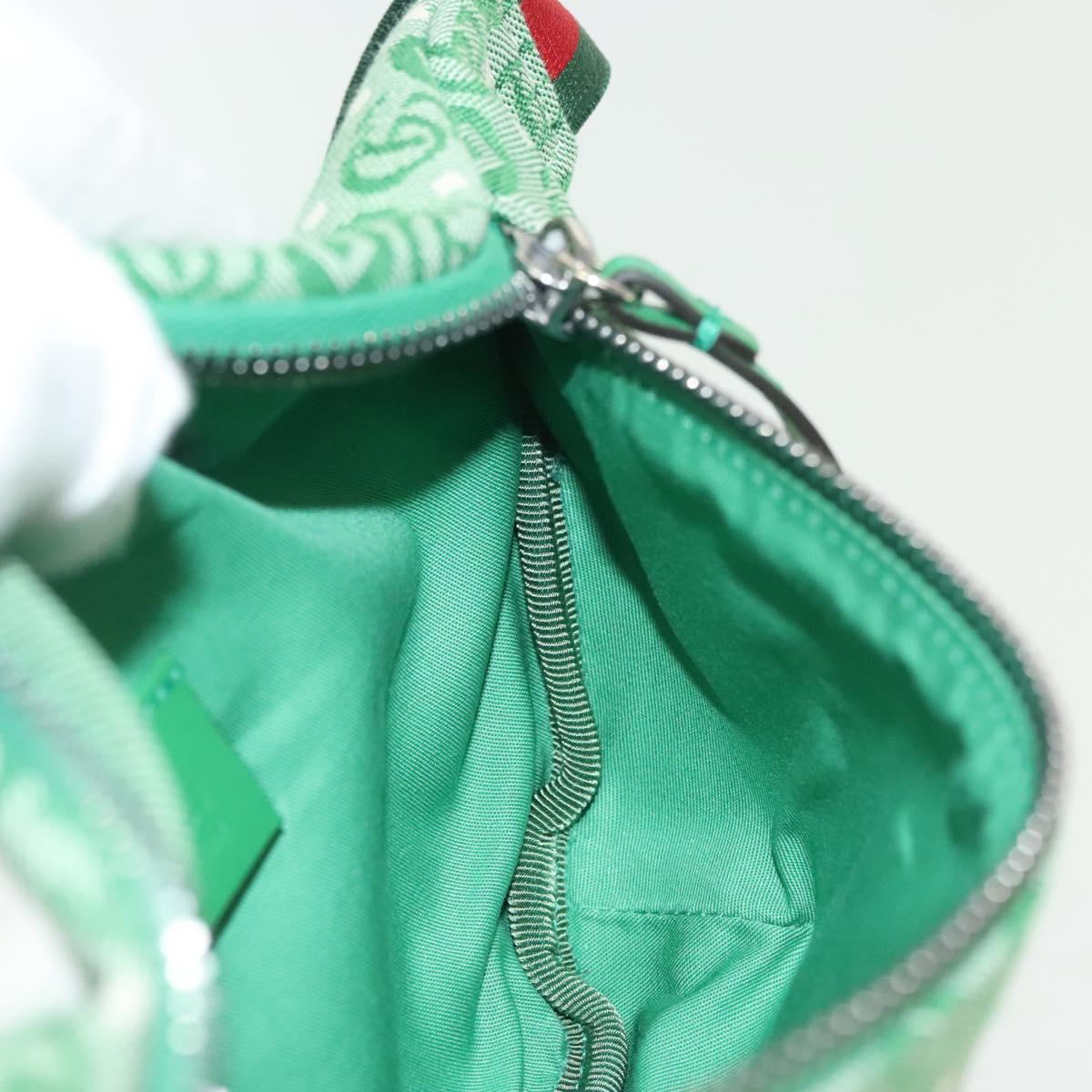 GUCCI Children's Sherry Line Bag Canvas Leather Green Silver 502095 Auth 138553