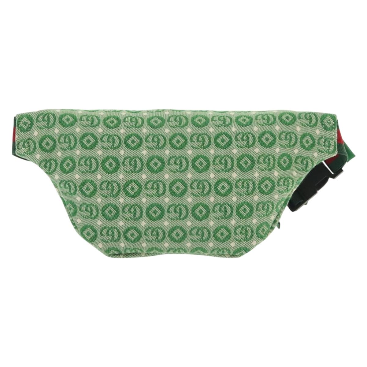 GUCCI Children's Sherry Line Bag Canvas Leather Green Silver 502095 Auth 138553