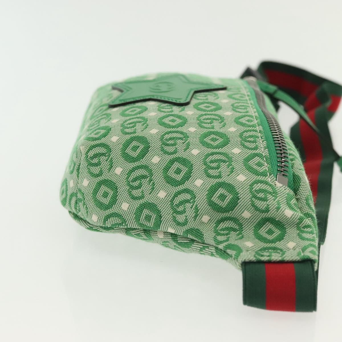 GUCCI Children's Sherry Line Bag Canvas Leather Green Silver 502095 Auth 138553