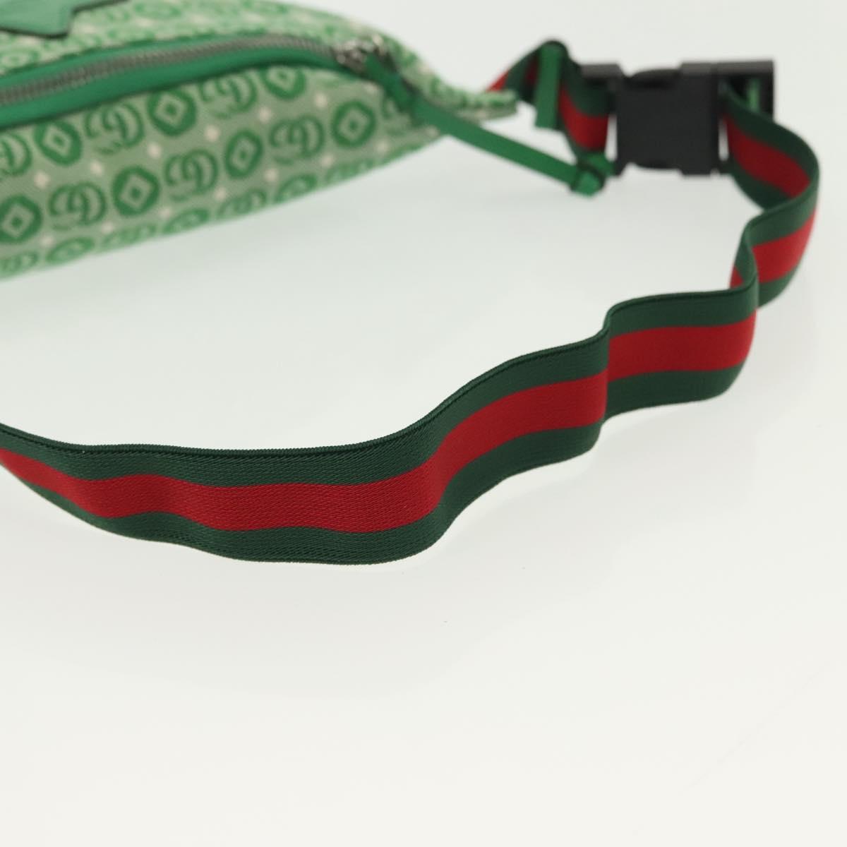 GUCCI Children's Sherry Line Bag Canvas Leather Green Silver 502095 Auth 138553