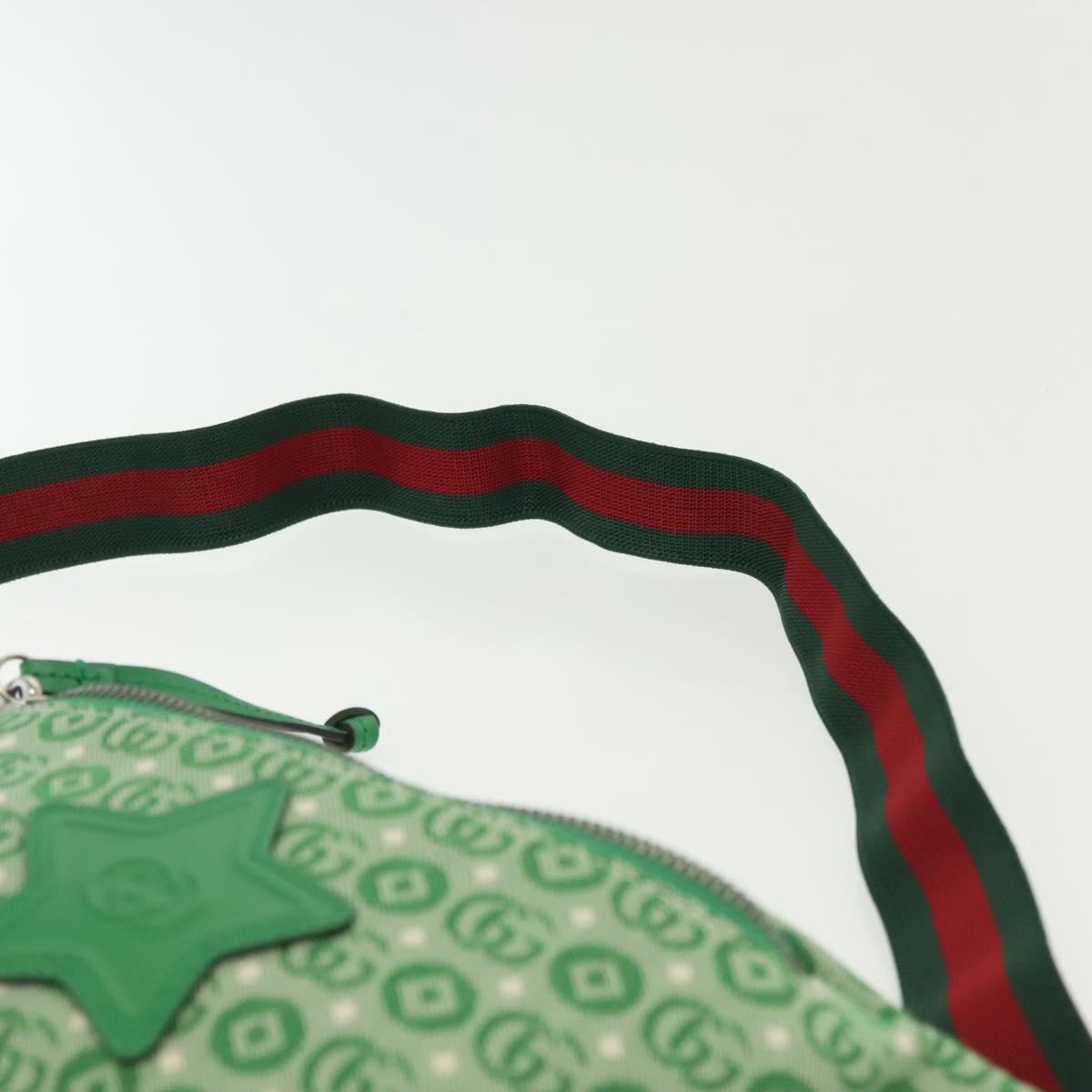 GUCCI Children's Sherry Line Bag Canvas Leather Green Silver 502095 Auth 138553