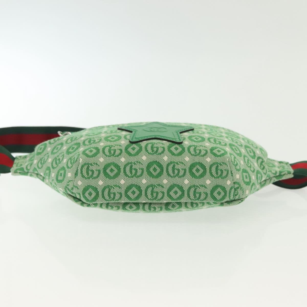 GUCCI Children's Sherry Line Bag Canvas Leather Green Silver 502095 Auth 138553