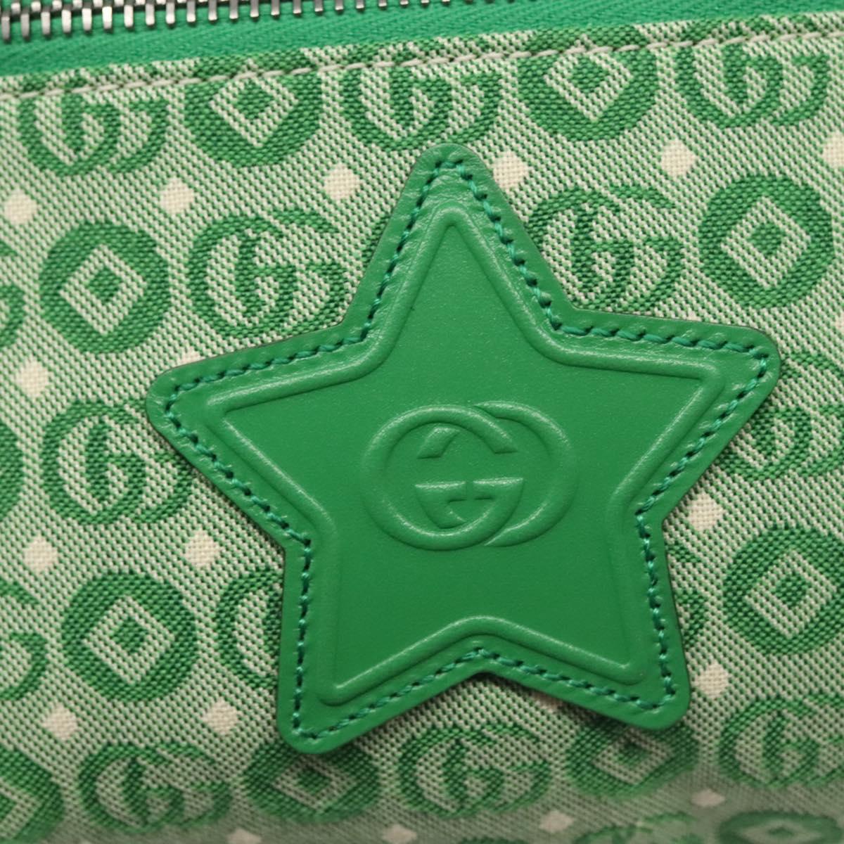 GUCCI Children's Sherry Line Bag Canvas Leather Green Silver 502095 Auth 138554