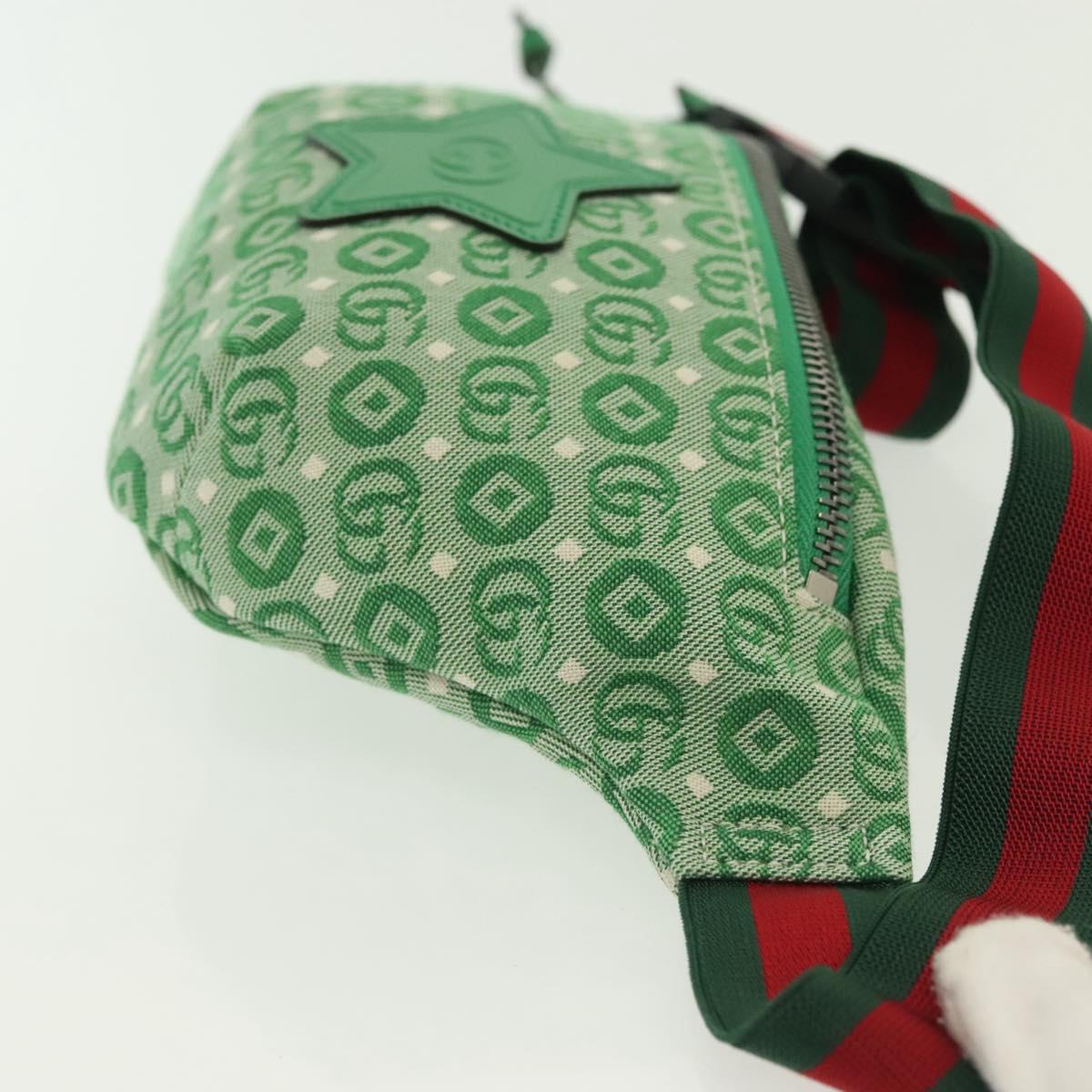 GUCCI Children's Sherry Line Bag Canvas Leather Green Silver 502095 Auth 138554