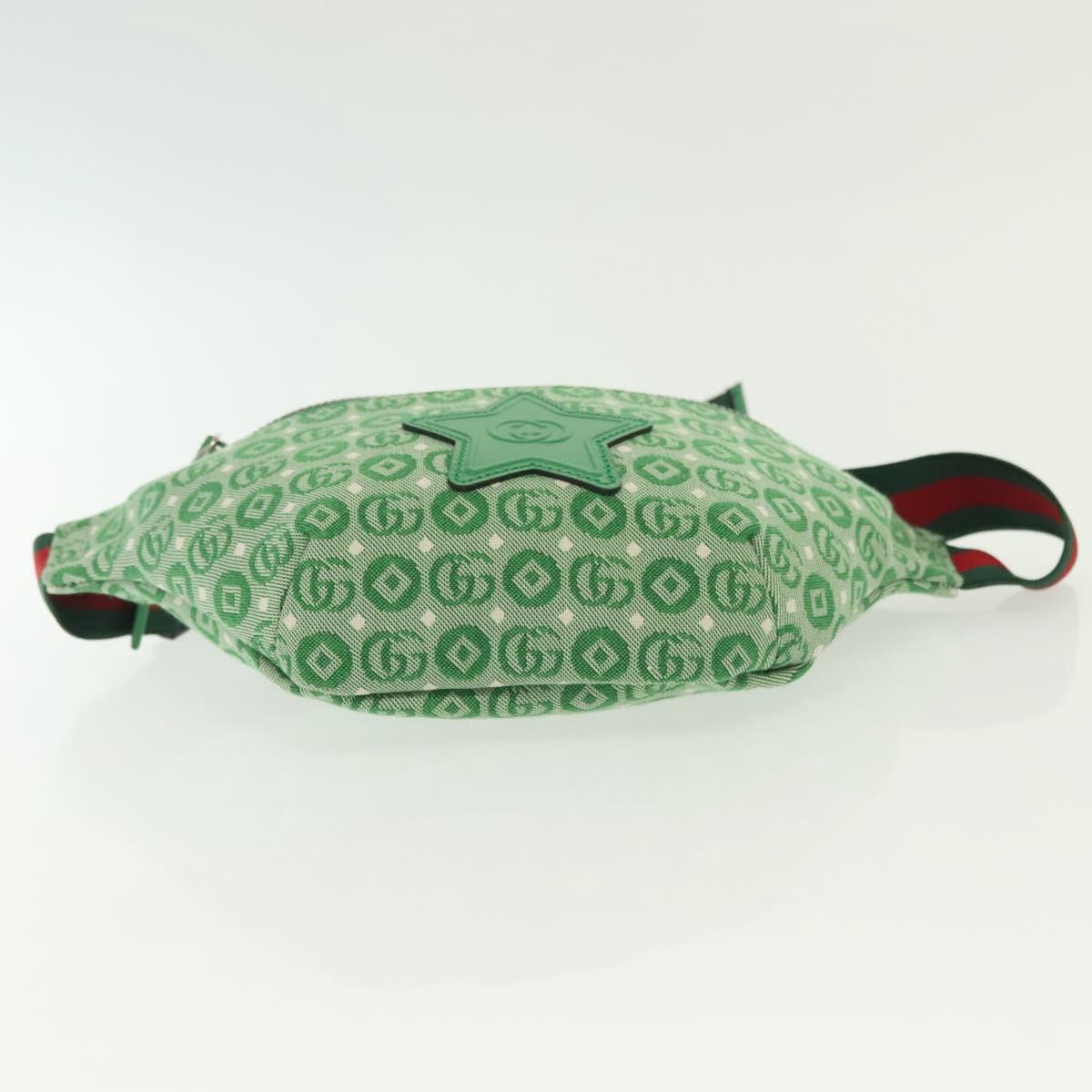 GUCCI Children's Sherry Line Bag Canvas Leather Green Silver 502095 Auth 138554