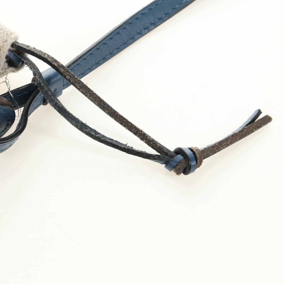 LOEWE Anagram Cut Out Pocket Shoulder Bag Leather Blue Auth 138555M