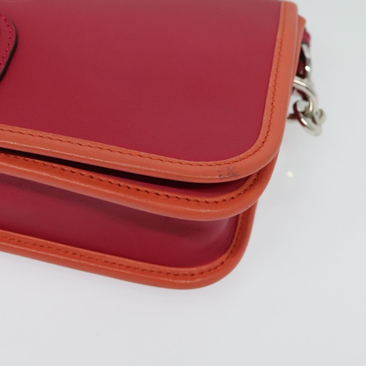 LOEWE Ines Shoulder Bag Leather Pink Silver Auth 138557