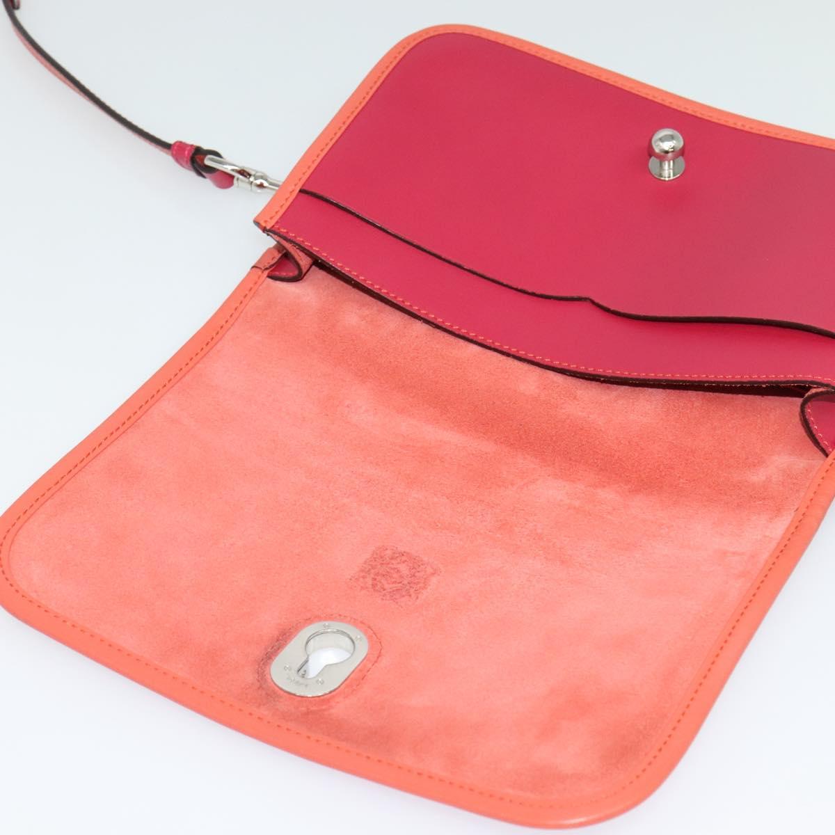 LOEWE Ines Shoulder Bag Leather Pink Silver Auth 138557