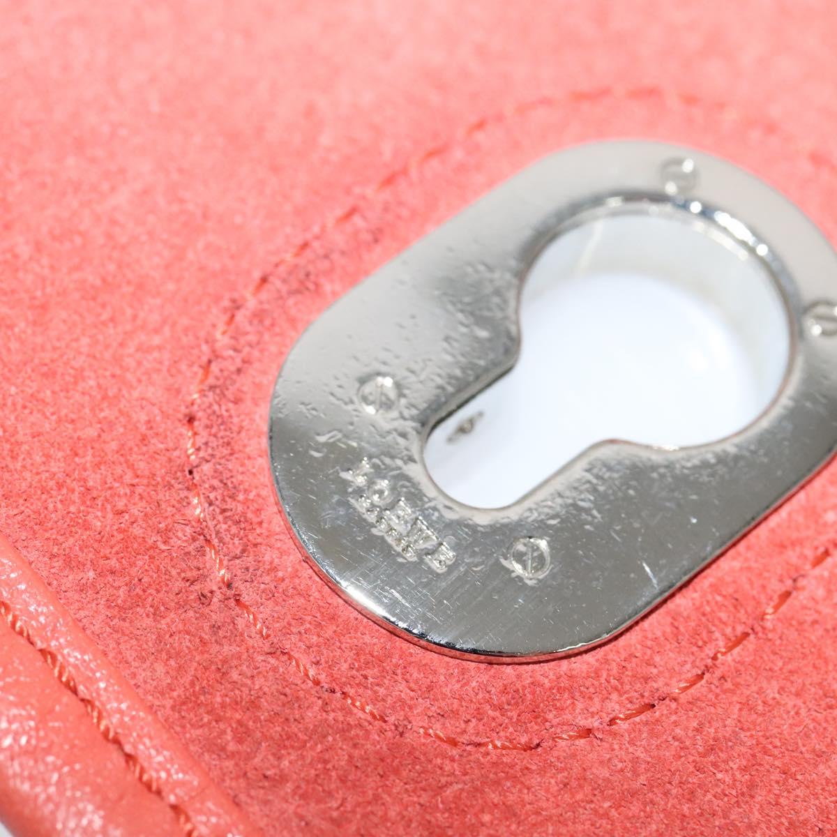 LOEWE Ines Shoulder Bag Leather Pink Silver Auth 138557