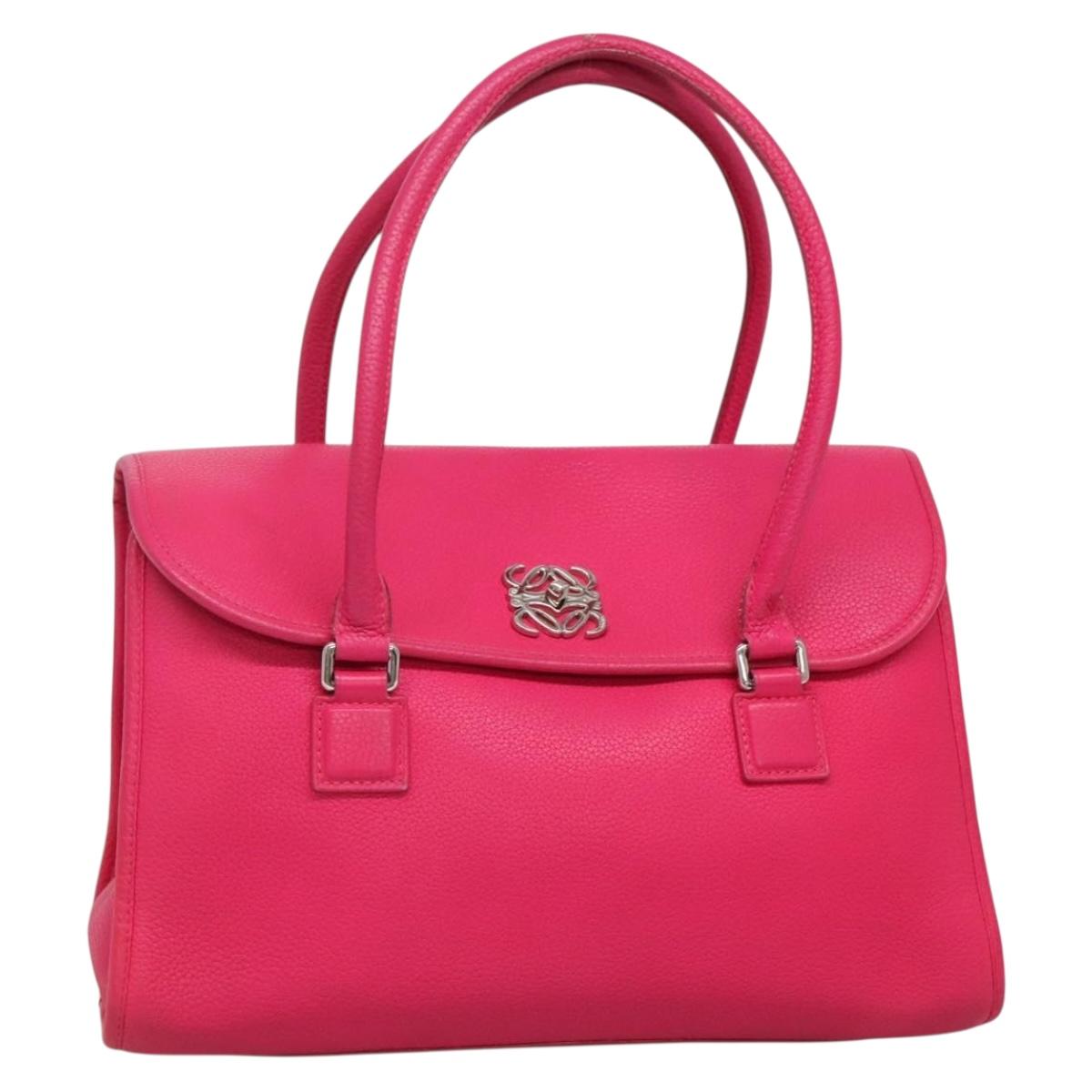 LOEWE Shoulder Bag Leather Pink Silver Auth 138559