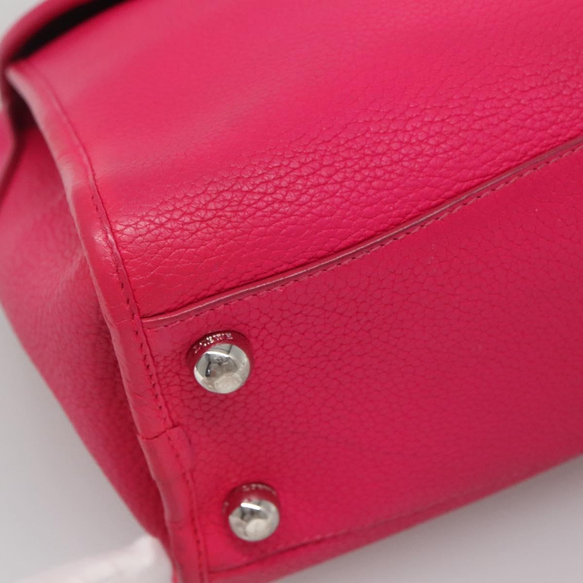 LOEWE Shoulder Bag Leather Pink Silver Auth 138559